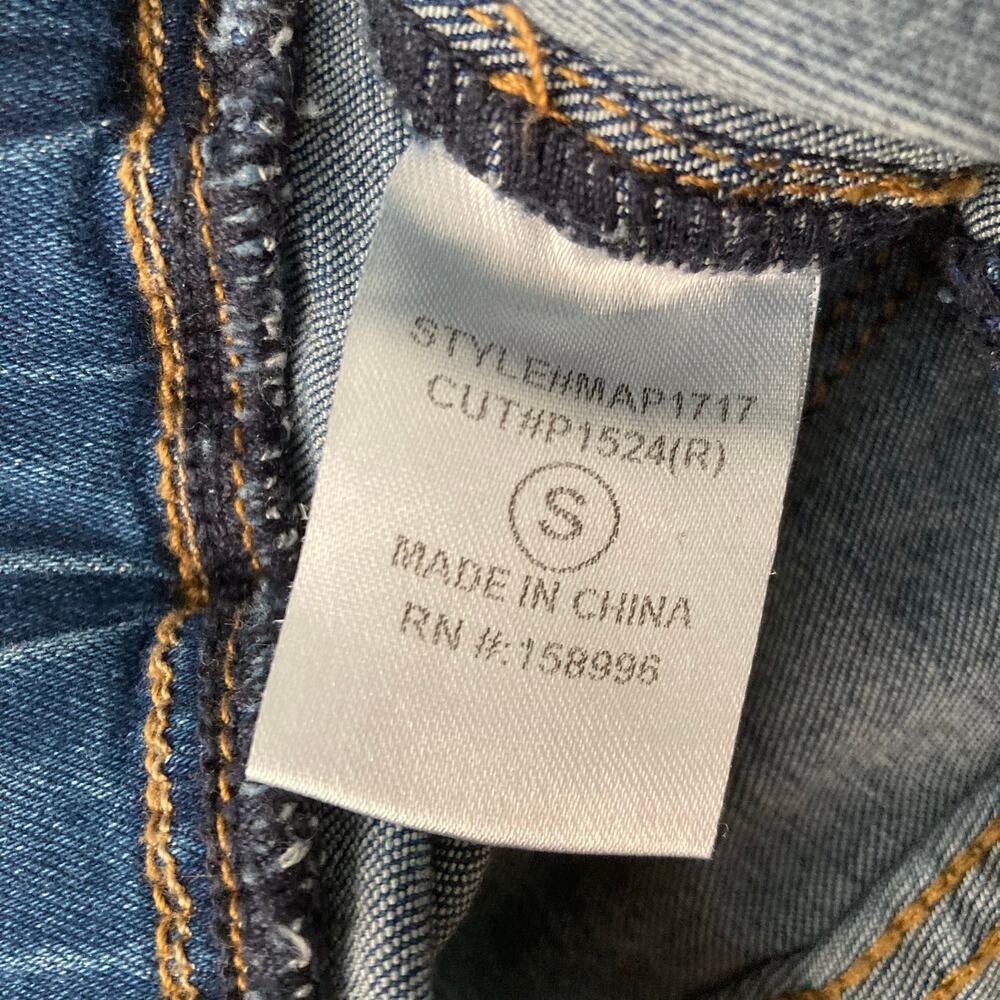 Aaron & Amber Elastic Waist Bell Bottom Dark Wash Distressed Jeans Western 24 - Picture 13 of 14